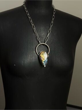 Labradorite Teardrop Pendant Necklace boho witchy crystal jewelry statement
